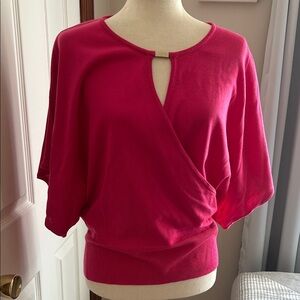New York & Company Hot Pink Wrap-Front Knit Tunic